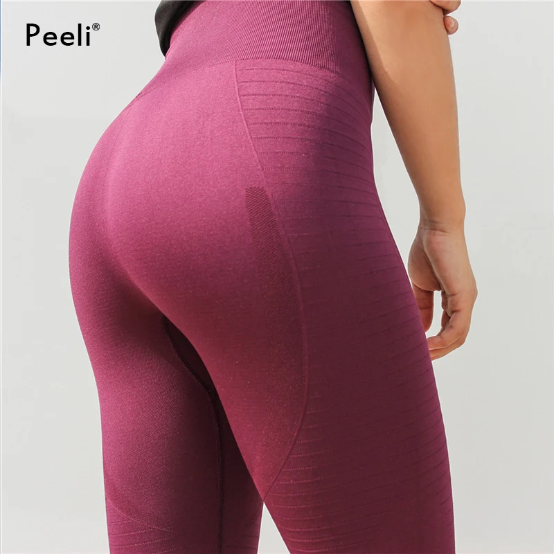

Peeli 2018 New High Waist Yoga Pants Women Energy Seamless Push Up Sports Leggings Fitness Sportswear Compression Running Tights