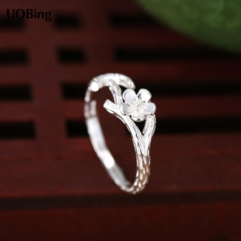 

New Arrivals Flower Plain 925 Silver Rings Adjustable Open Ring For Girl Women Rings Gift Jewelry