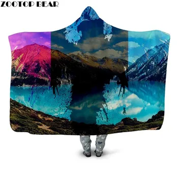 

NEW Illustration Plush Blanket Adult Fashion Wearable Hooded Blanket Home Bedspread Animal Casual Fleece Throw Blanket Newest