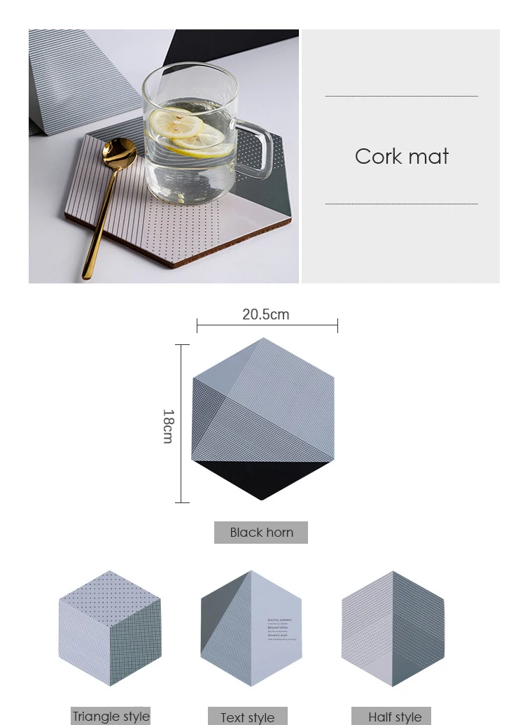Ins горшок коврик кружка пробковый коврик термостойкий горячий горшок шестиугольник пробковая кружка тарелка чаша-Держатель подставка подушка украшение обеденного стола