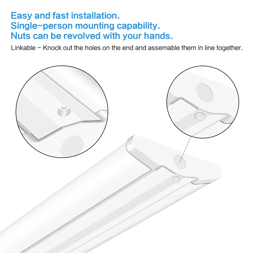FaithSail 4FT 1.2 M LED Wraparound Shop Lights Ultra Slim 50W, No Glare, 5500 Lumens, 4000K Neutral White, 4 Foot Flush Mount LED Ceiling Wrap Light Fixture for Office Garage Workshop Kitchen Laundry Bulb Lamp strip stin ( (3)