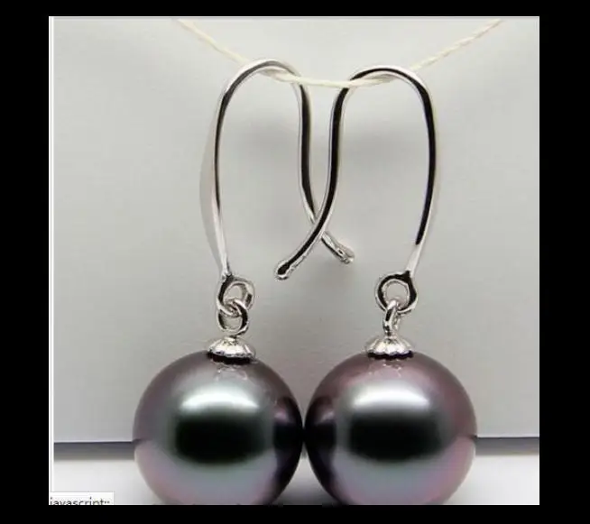 

charming 10-11mm tahitian round black red pearl earring 925s