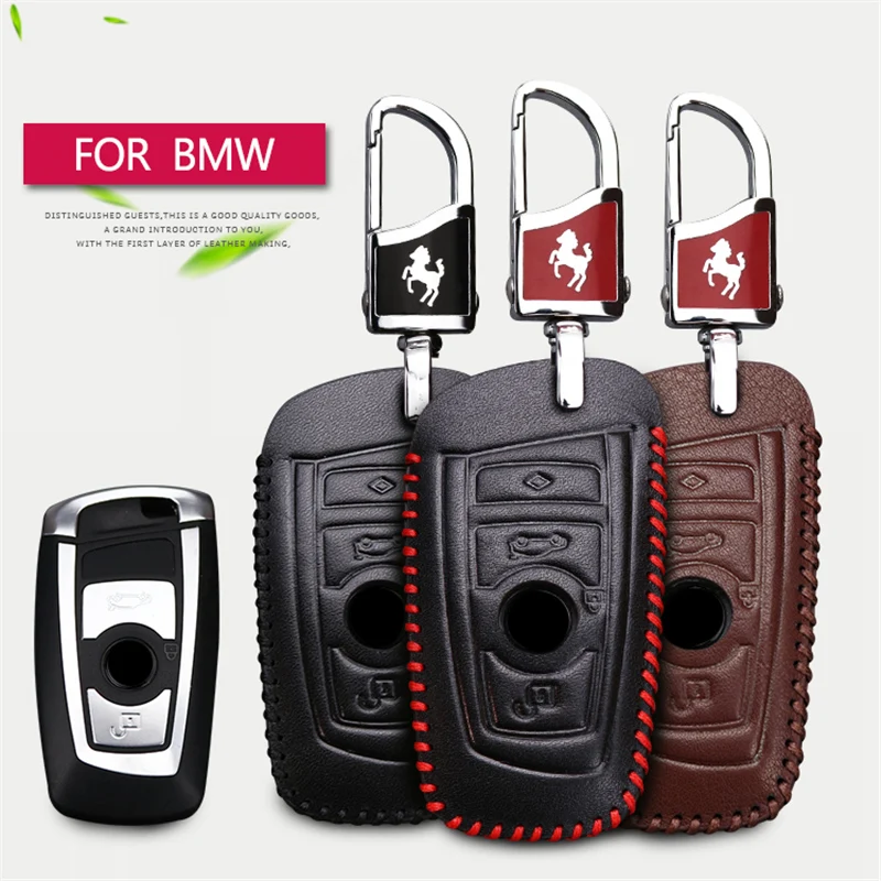 

2017 New Genuine Leather Smart Car Key Case Bag Cover Keychain For BMW F30 F20 X1 X3 X5 X6 X7 E30 E34 320 Key case Caso Chave