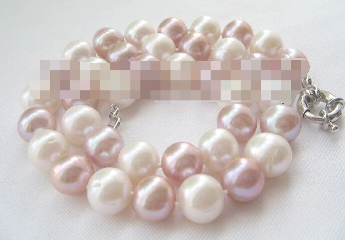 

0870 white purple round freshwater pearl necklace