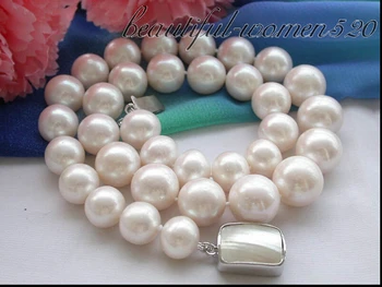 

FREE SHIPPING 11-12mm white round Freshwater cultured pearl necklace 18inch