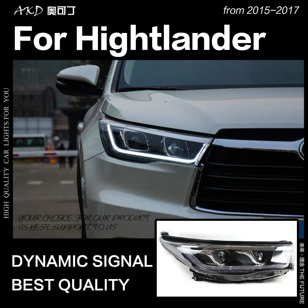 AKD автомобильный Стайлинг для фары Toyota Highlander новая светодиодная… для Kluger фары DRL Hid головная лампа Angel Eye Bi Xenon аксессуары