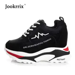 JookrrixBlack обувь Для женщин брендовые кроссовки на платформе 2018 новые женские увеличивающие рост chaussure с перекрестной шнуровкой Женская обувь