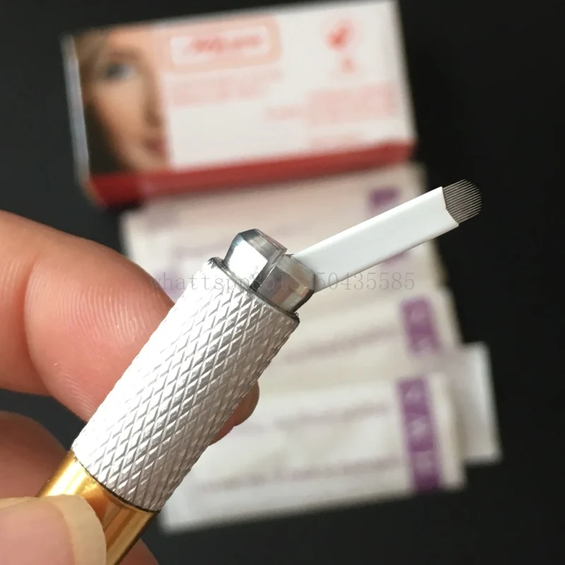 

50PCS/box Ushape 16 Pin 0.2mm Diameter Permanent Makeup Eyebrow Tattoo Embroidery Microblading Blade Tattoo accesories