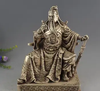 

Marked Chinese Fengshui Silver Dragon Hold Knife Guan Gong Yu Warrior God Statue