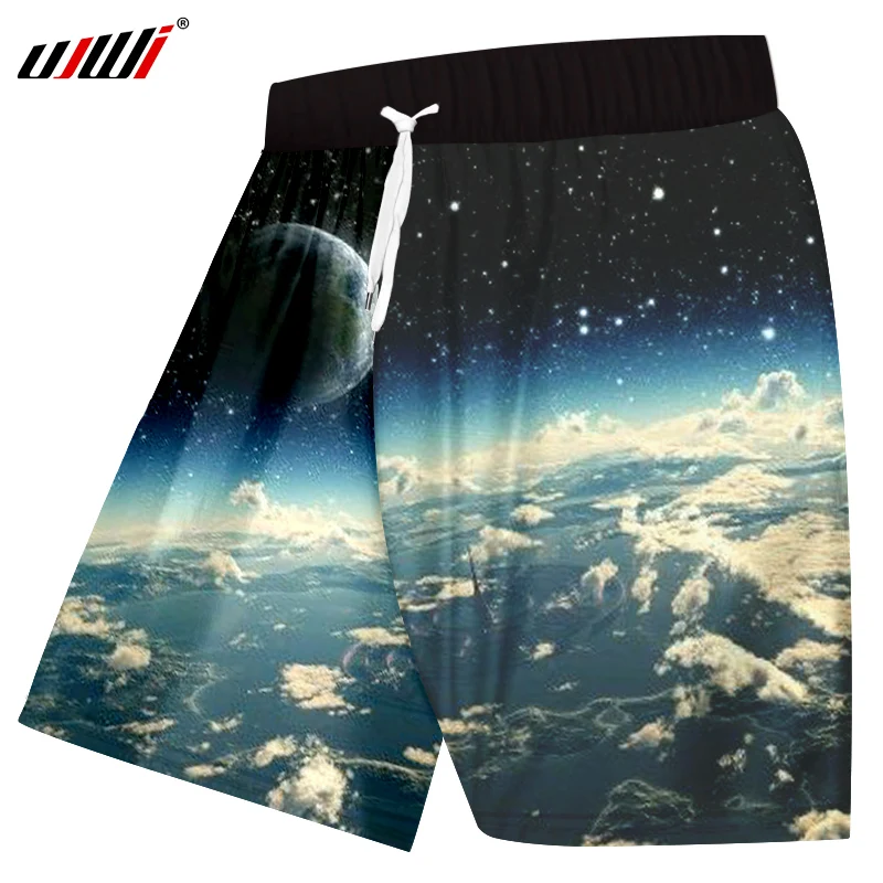 UJWI мужские шорты с 3D принтом звездная звезда, пляжные шорты с планетами, мужские шорты в стиле хип-хоп, верхняя одежда, эластичная резинка на талии, штаны для фитнеса