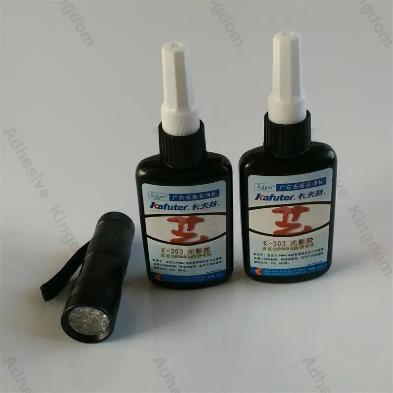 Подлинный 2 шт 50 г kafuter K 303 УФ клей + портативный фонарик PMMA Акриловый Клей