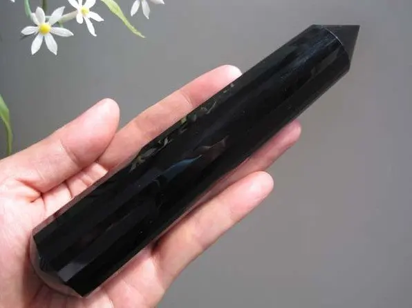 296 г натуральный черный обсидиан декоративный кристалл/украшение для дома с украшением в виде кристаллов 24 Двусторонняя палочка превосходная