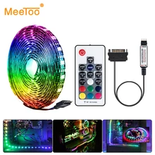 Tira de luces LED RGB, 60LEDs/m, 12V, 5050, lámpara de cinta de diodos, interfaz SATA, luz de neón para carcasa de ordenador, mando a distancia RF