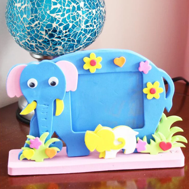 4sets EVA Cartoon Photo Frame DIY Applique Children Handmade Non-woven Cloth Cartoon Animal Photo Frame Craft Art Craft Gift 