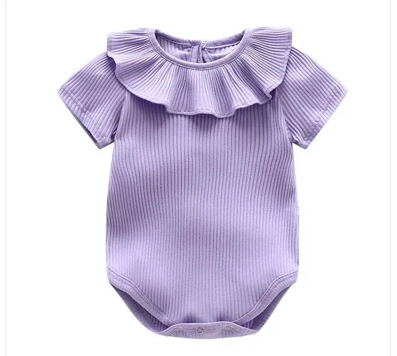 Одежда для новорожденных; летняя детская одежда для альпинизма; трикотажные комбинезоны для девочек; комбинезон с коротким рукавом; одежда для малышей - Цвет: purple