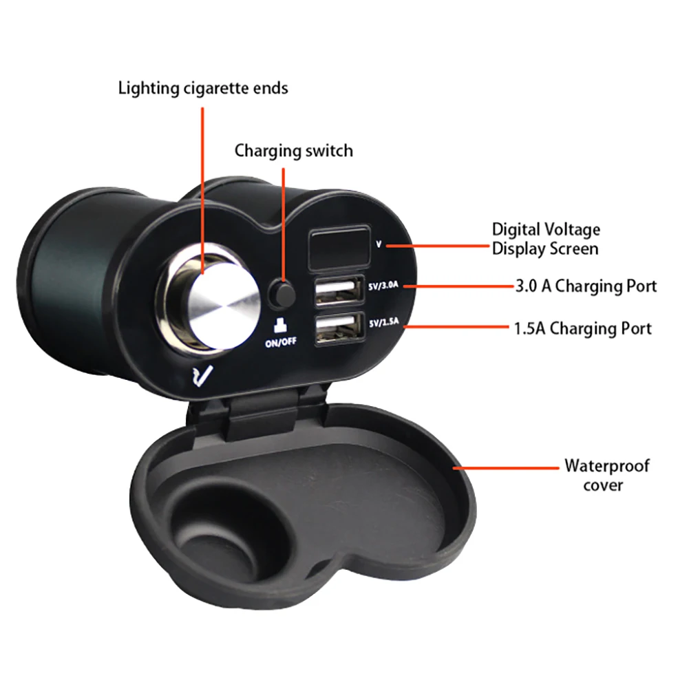 Водонепроницаемый универсальный мотоцикл двойной USB зарядное устройство мотоцикл прикуриватель с Вольтметр высокого качества