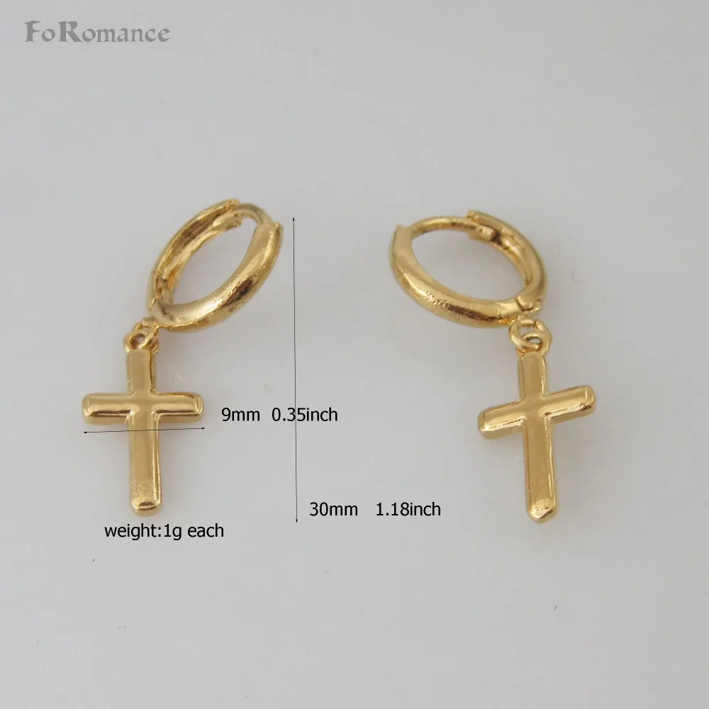 

ORDER 10$ SHIP WITH TRACKING CODE/- YELLOW GOLD GP DANGLE JESUS CROSS RELIGION GOD DANGLER SHAPE TALL 1.18 inch EARRING PLAIN