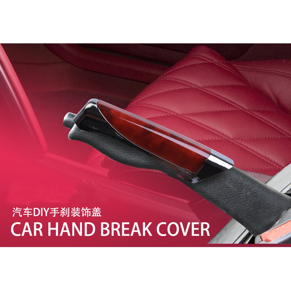 Car Handbrake Grips Cover Wood Grain Plastic Decoration Accessories