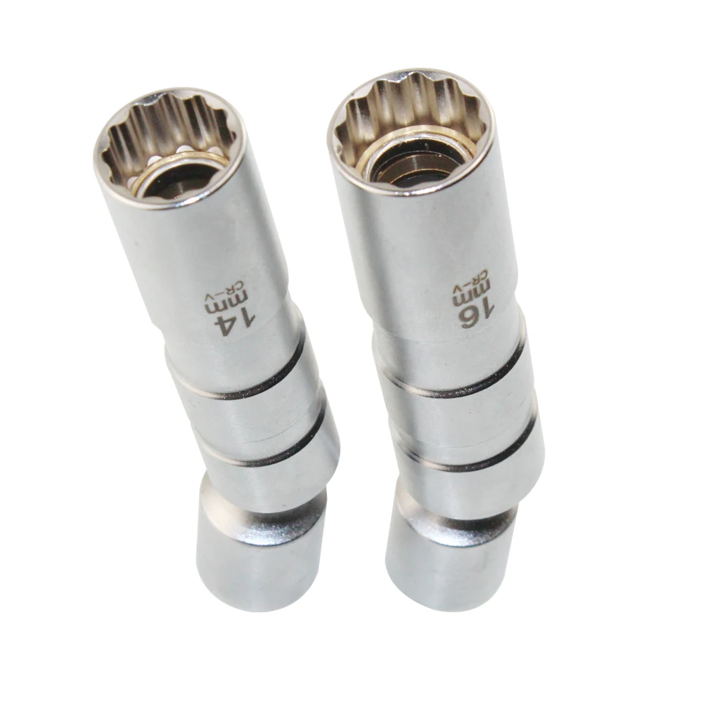 14 Or 16mm Magnetic Thin Wall Universal Joint Spark Plug Socket Removal Tool 12pt 97L