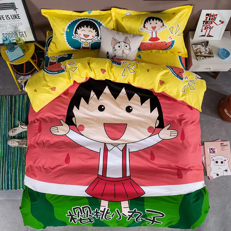 

Anime Chibi Maruko Chan Bedding Set/Kids Crayon Shin-chan Duvet Cover/Bed Sheet/Pillowcase/Cute Animal Twin Queen Size Beddings