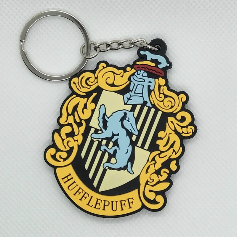 Хогвартс Школа колдовства и волшебства брелок Гриффиндор Hufflepuff Ravenclaw Слизерин Забавный мультфильм ПВХ брелок подарок