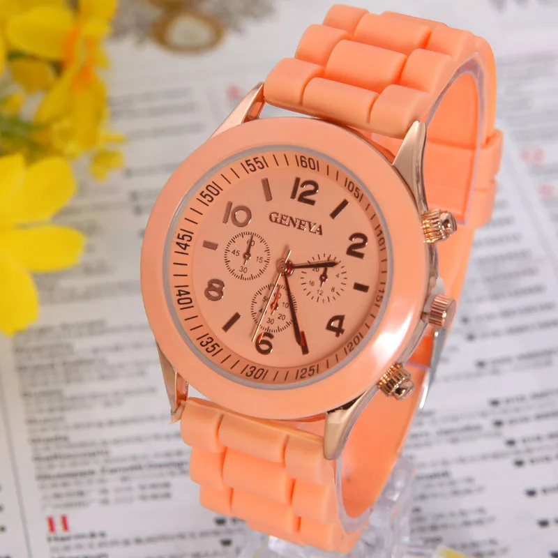 

MCYKCY Silicone Geneva Watch Woman Wristwatch Women Silicon Jelly Rubber Band golden gold movement Ladies Korean Brown Chocolate