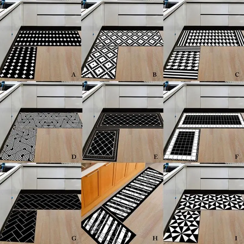 Buy 1pc Kitchen Floor Mat Geometric Pattern Area Rugs