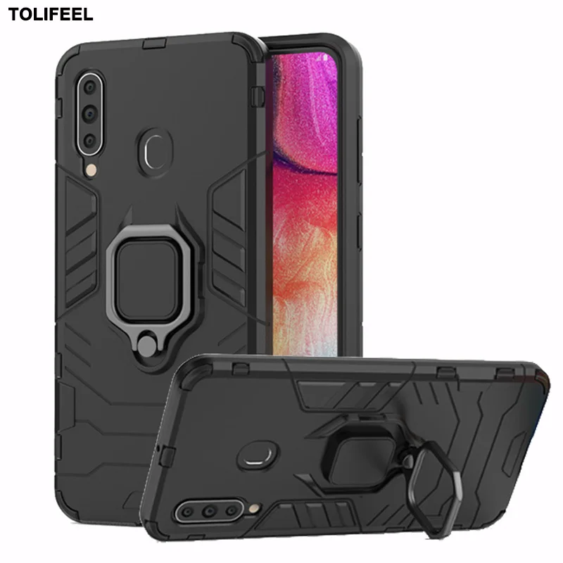 Phone Case For Samsung Galaxy A60 Silicone Armor Back Shockproof Cover For Samsung Galaxy A60 Magnetic Finger Ring Holder