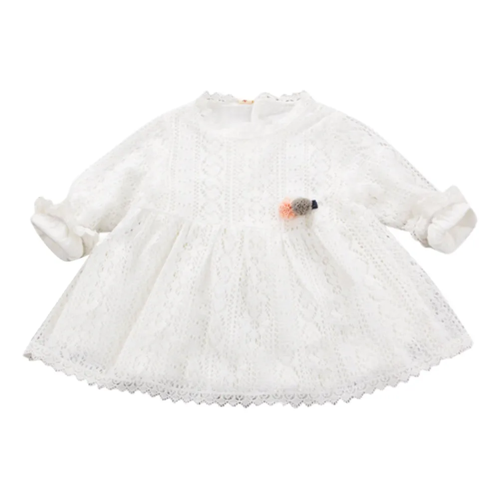 

0M-2T Newborn Baby dresses Girl Winter Girls Dress Knit Cotton Korean Long-Sleeved Cotton Print O-Neck Princess Dress Fashion