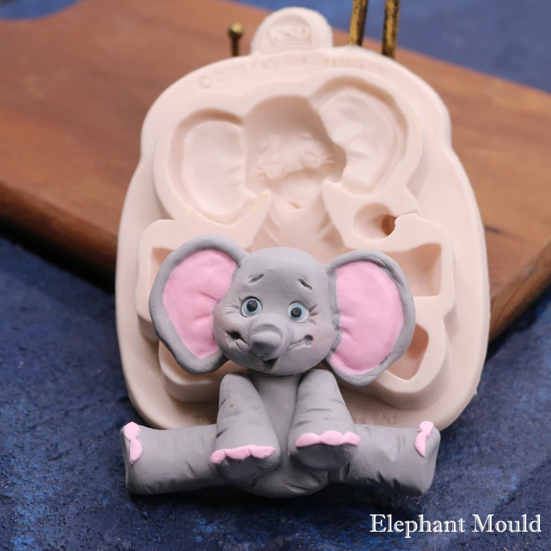 Fabsolem food white silicone mold Elephant animal fondant sugarcraft