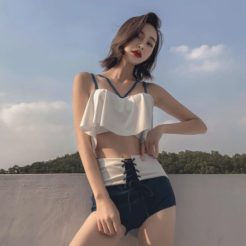 

2019 Women Bikini Set Ruffle Swimsuit Swimwear Female Solid Print Push Up Biquini High Waist Bathing Suit Maillot De Bain Femme