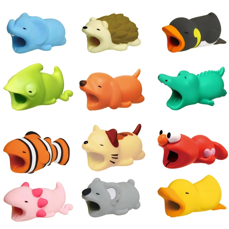 

Cable Bite Protector For iPhone Cable Winder Phone Holder Accessory Chompers Rabbit Dog Cat Animal Doll Model funny 1Pcs