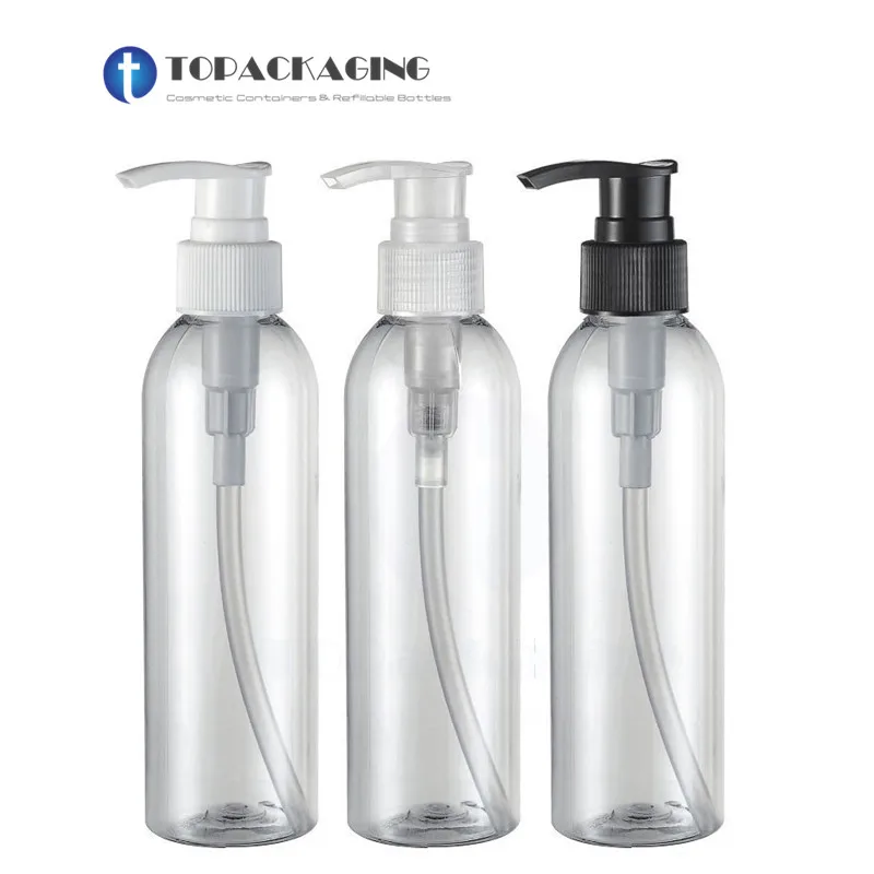 

30PCS*200ML Spirial Lotion Pump Bottle Clear Plastic Makeup Essential Oil Pack Shampoo Shower Gel Cosmetic Container Refillable