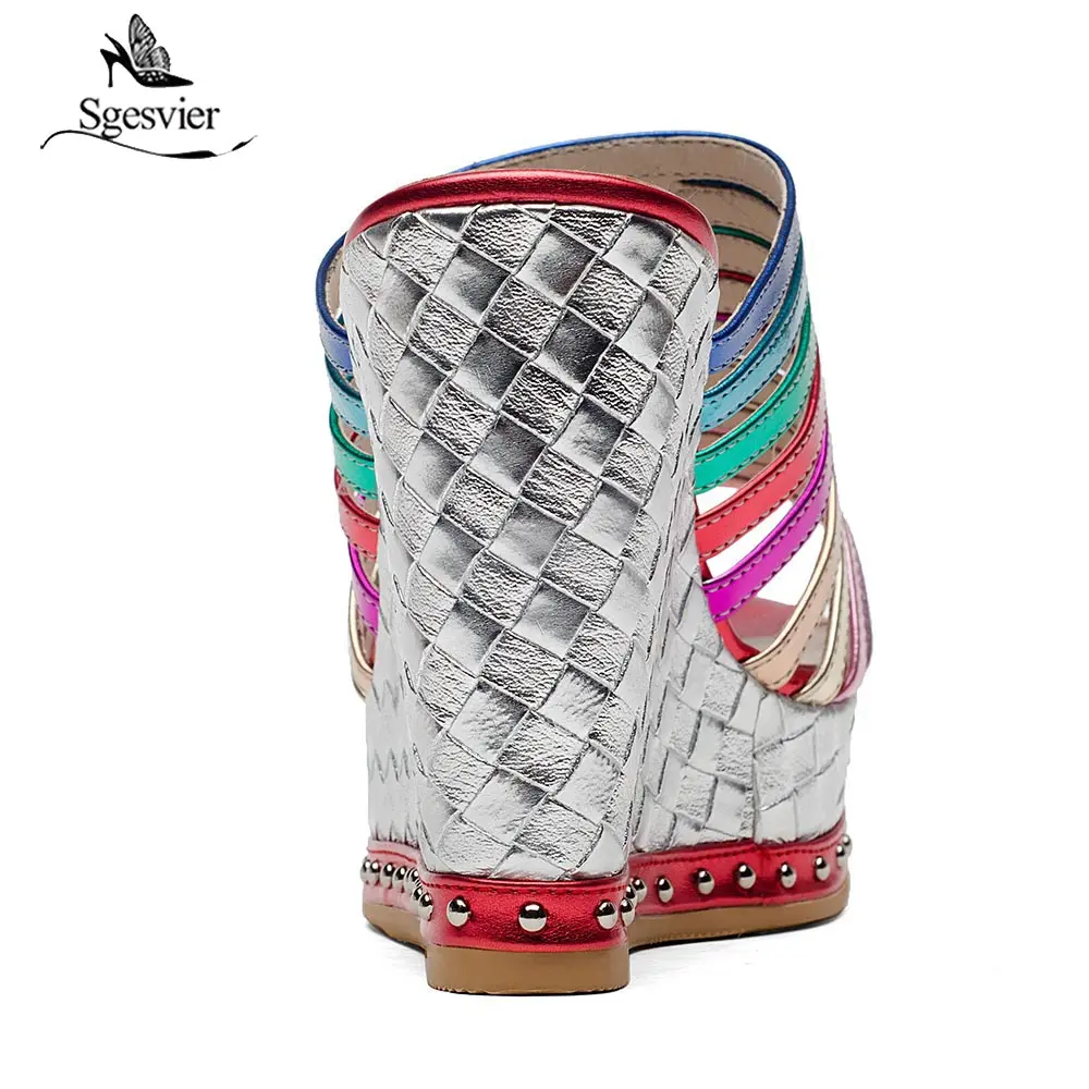 silber Heels Sommer Schuhe Keile Colorful Weise Schweinsleder Sgesvier Art Plattform Innen Frau Sandalen Top Qualität Ox435 Spuer Und THqpccYd4
