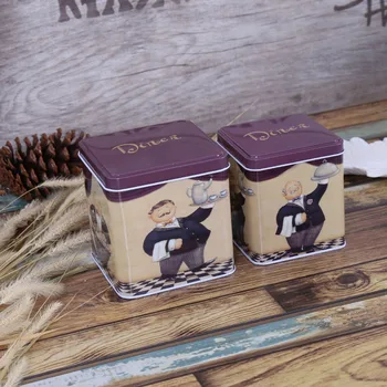 

Free Shipping!2pcs/set Tea Box Metal Storage Case Candy Can Chocolate Case Cook Painting Home Decoration Gift Case