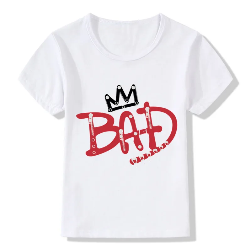 Майкл Джексон Bad дизайн детская футболка для мальчиков и девочек Рок н ролл звезда Топы футболка Дети Kpop крутая одежда ooo5145 - Цвет: whiteJ