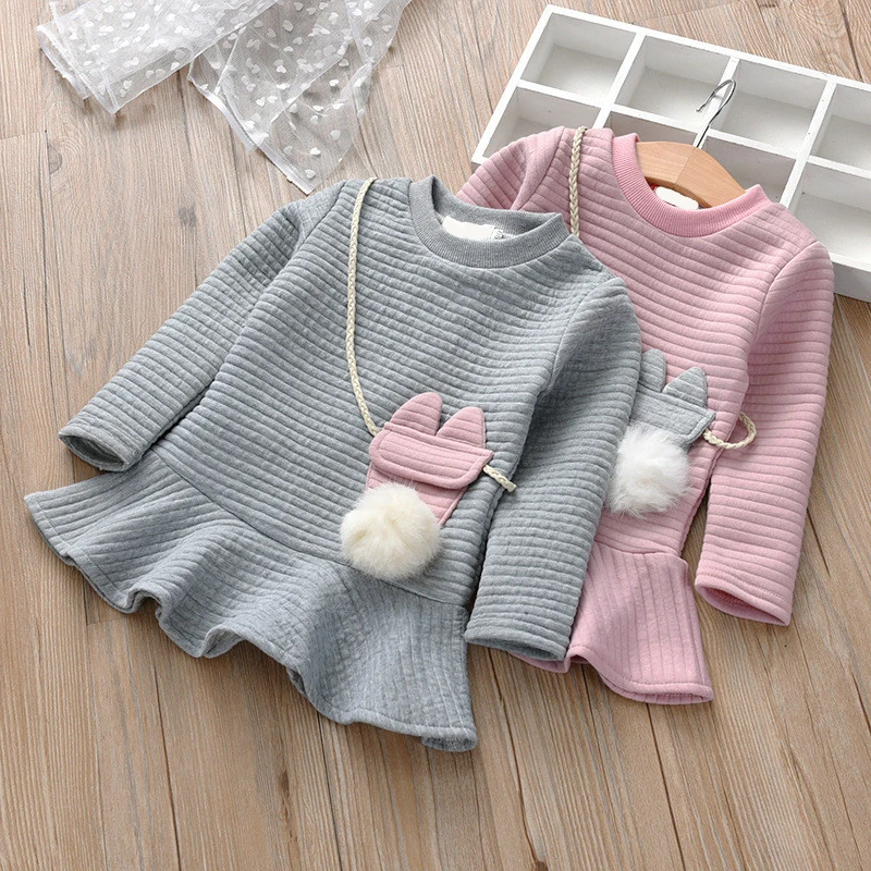 

LILIGIRL 2019 New Baby Clothes Toddler Kids Dress for Girls Clothes Cartoon Striped Princess Sweatshirt Dresses Clothing Outfits