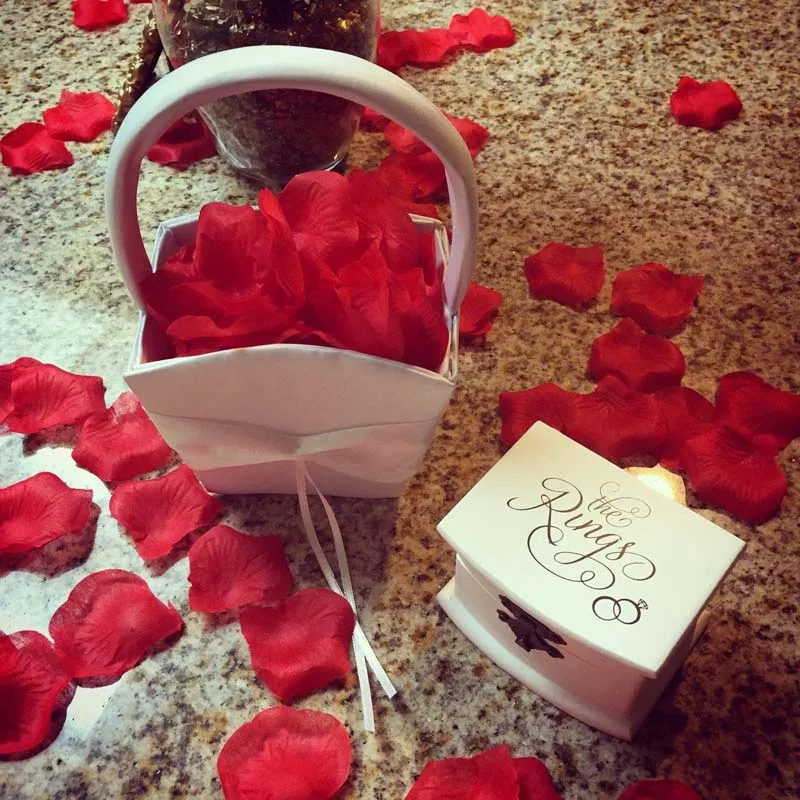 100 шт. цветок лепестка розы кольцо для помолвки душ юбилей обет обновление день рождения предложение стол украшение для центра стола