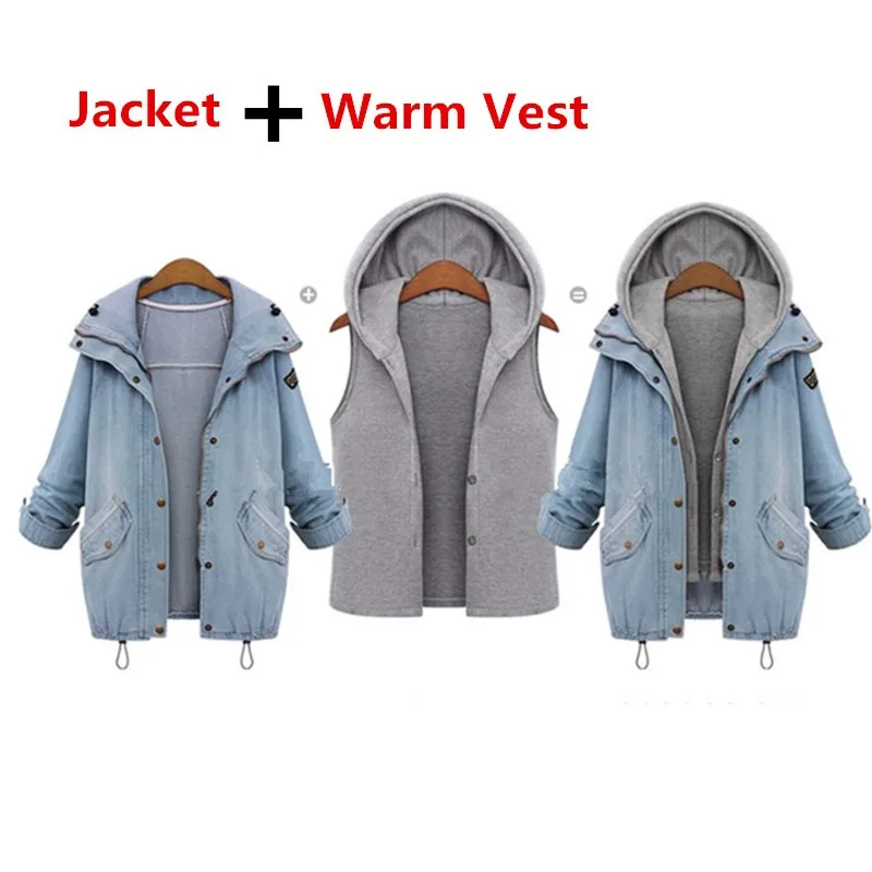 Hooded Drawstring Trends Jackets 2016 Fashion Autumn Winter Pockets Two Piece Outerwear Women Long Sleeve Buttons Blue Coat (3)