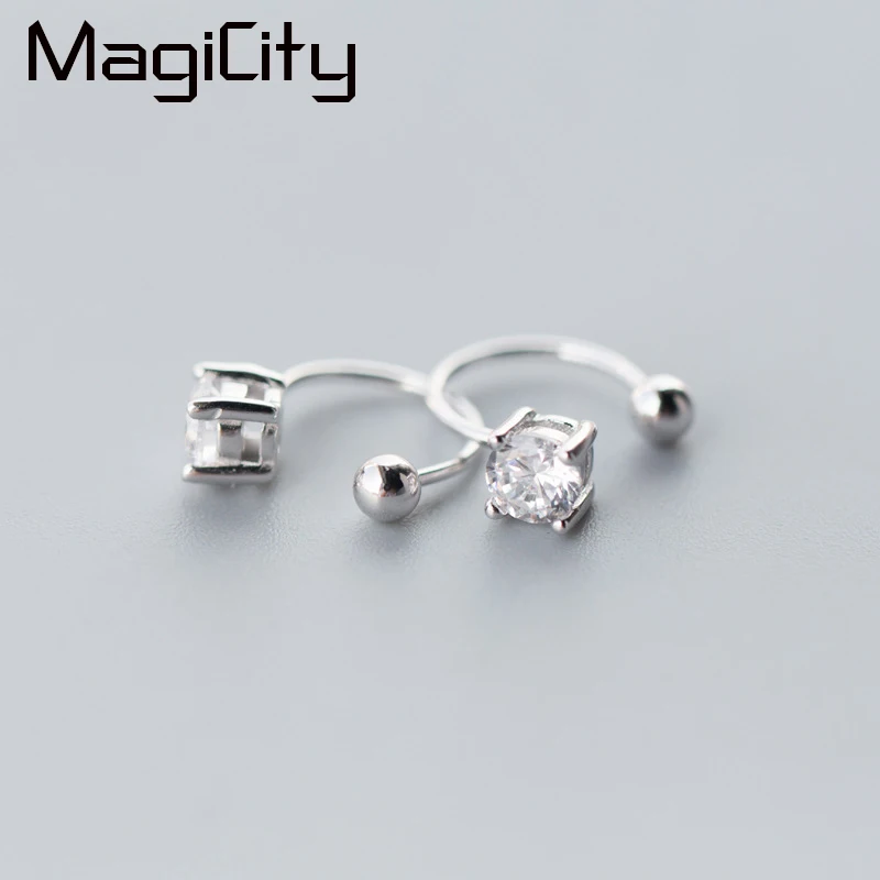 

Exquisited 925 Sterling Silver Classic 4 Prongs 5mm Round Cubic Zirconia Cuff Earrings for Women Girls Without Piercing Earring