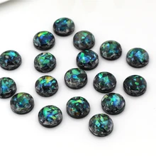 Новая мода 8 мм 40 шт./лот черный цвет Встроенная металлическая фольга плоская задняя Смола Кабошоны Камея V7-10