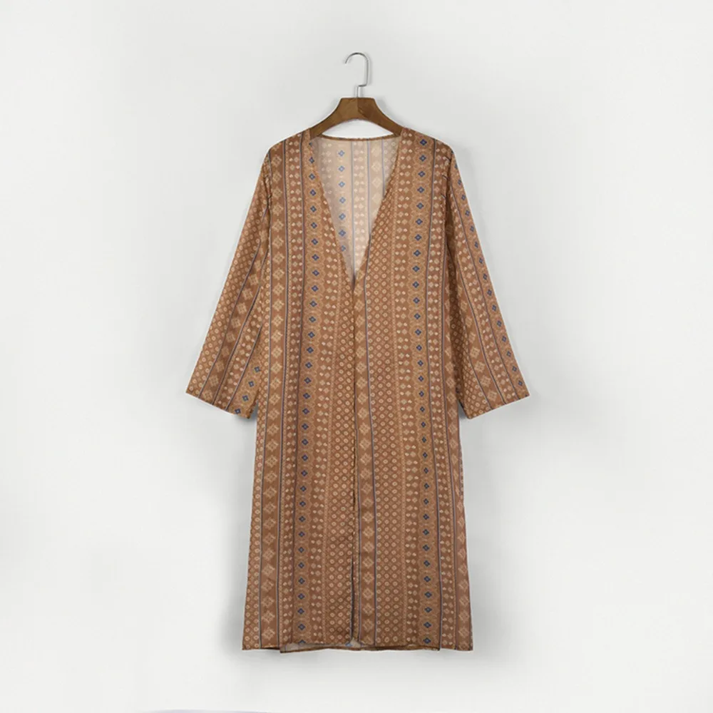 Размера плюс Летний стиль Для женщин кимоно Кардиган с длинным рукавом шифон свободные Сетка блуза кимоно футболки S-XL длинный пляжный топ