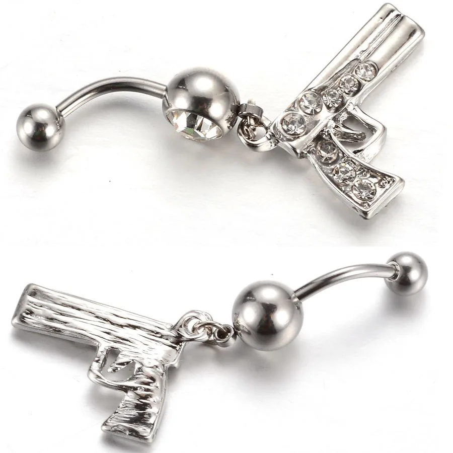 1PCS 14G Fashion Belly Ring Crystal Navel Dangle Belly Button Rings Bar