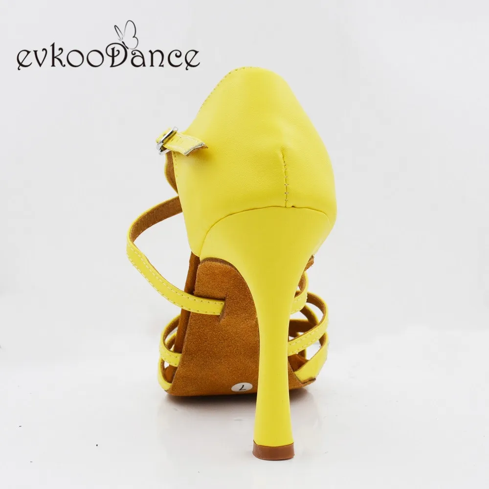 Танцевальная обувь Evkoo, размеры США 4-12, высота каблука 10 см, желтый цвет, профессиональная обувь Zapatos De Baile Evkoo-567