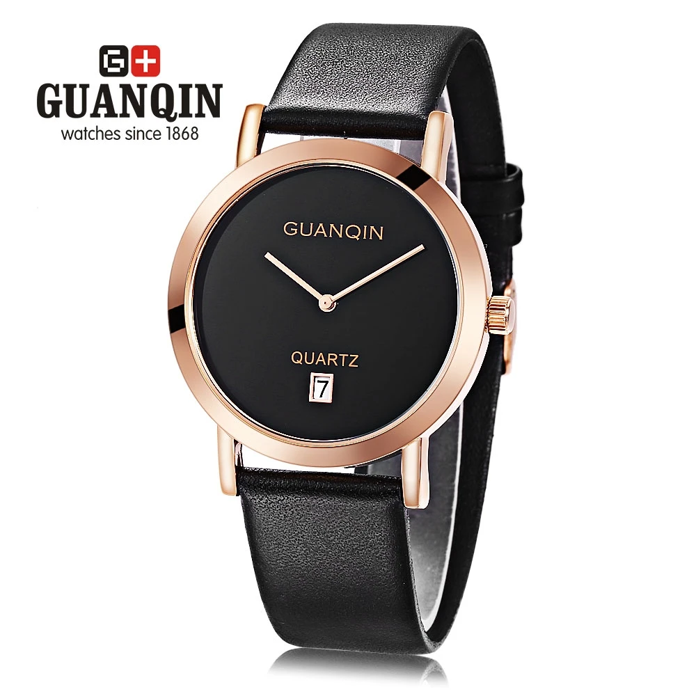 

GUANQIN Male Quartz Watch Date Display Ultra-thin Dial Wristwatch for Men