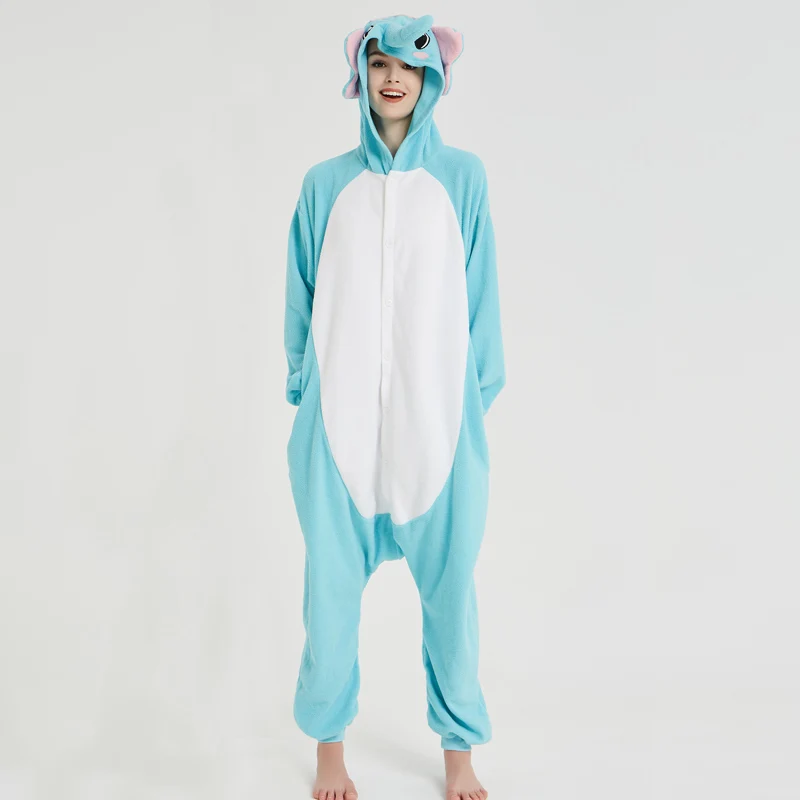 Elephant Adult Pajamas Polar Fleece Onesies Kigurumi For Halloween Pink One-piece Jumpsuit Siamese Cosplay Custome (4)
