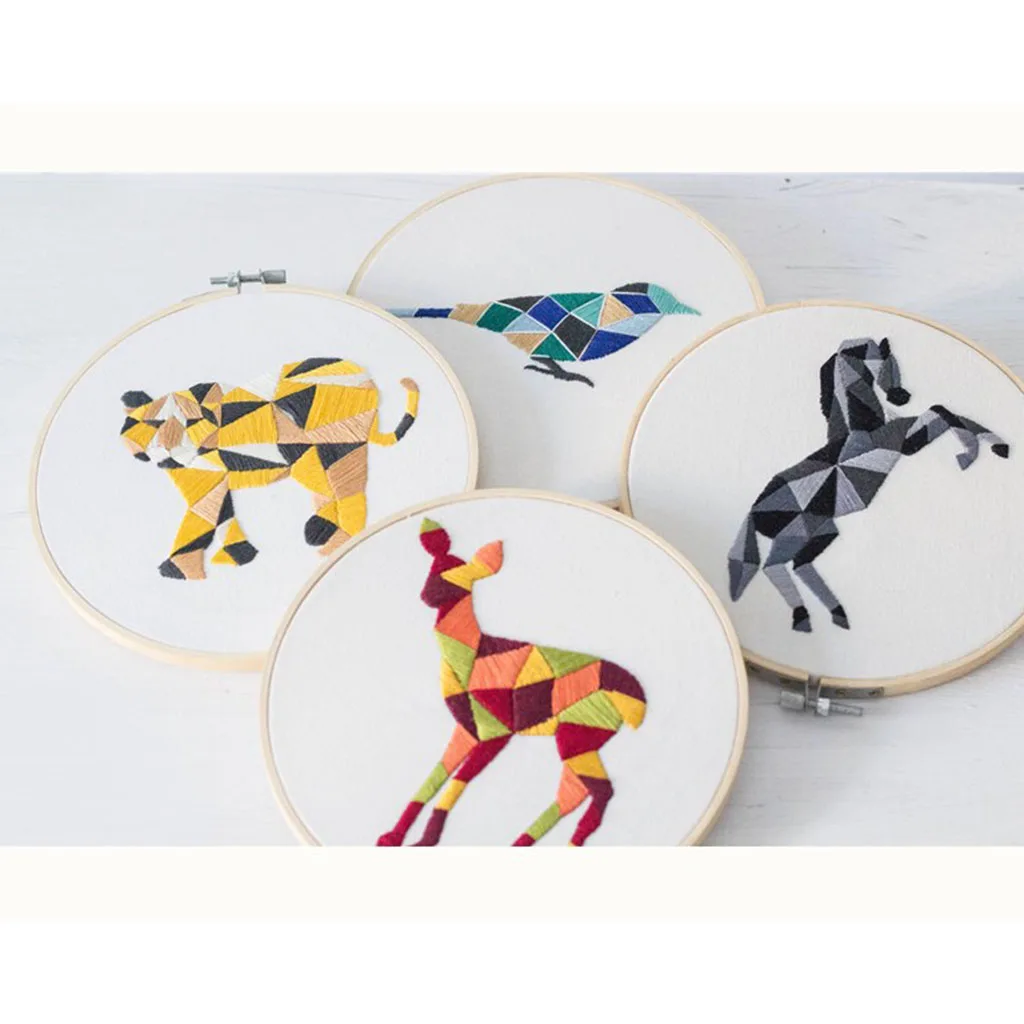 DIY Animals Pattern Embroidery Kits for Beginner Needlework 3D Cross Stitch Embroidery Set Craft Sewing Accessories