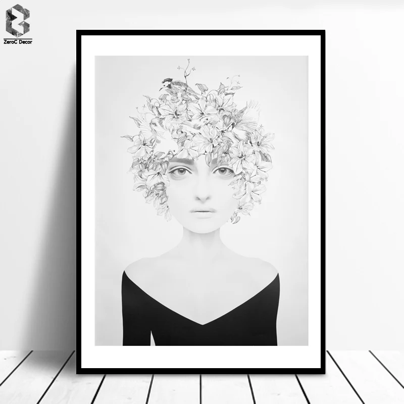 

Cuadros Posters And Prints Black Portrait Wall Art Canvas Painting Pictures For Living Room Nordic Girl Home Decoration