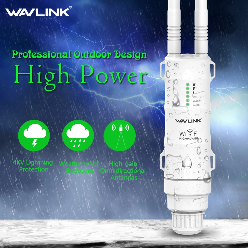 Wavlink N300 High Power Outdoor Weatherproof 30dbm Wireless Wifi Router/AP Repeater 2.4G 1000mW 15KV Outer Detachable Antenna Wavlink N300 High Power Outdoor Weatherproof 30dbm Wireless Wifi Router/AP Repeater 2.4G 1000mW 15KV Outer Detachable Antenna