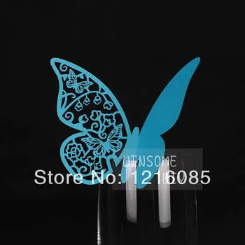 

Cheap Wine Glass Cards Wine Glass Markers Wedding Cake Toppers guest name card Party Decorations marker butterfly blue F06